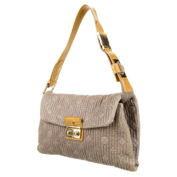 LOUIS VUITTON Alligator-Trimmed Motard Shoulder Bag embossed Leather exotic rare - Picture 5 of 16